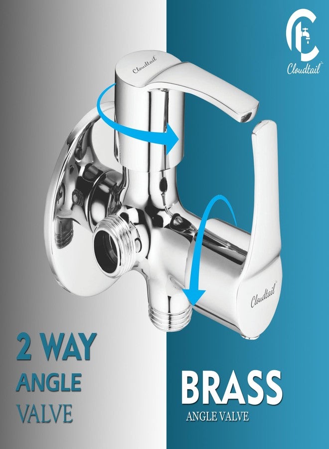 Cloudtail® 2 Way Angle Valve|Pipe Valve |2In1|Step Handle|(Cdt6101)|Dual Lever|Dual Function|With Wall Flange|Ideal For: Kitchen|Sink|Bathroom|Wash Basin|Material: Brass|Color: Silver|Set Of 1 - Image 4